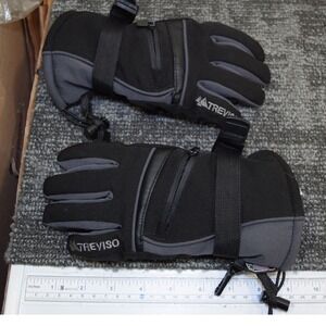 Treviso Junior Kids Ski Gloves Black Grey Waterproof Hipora Small Zipper Pocket